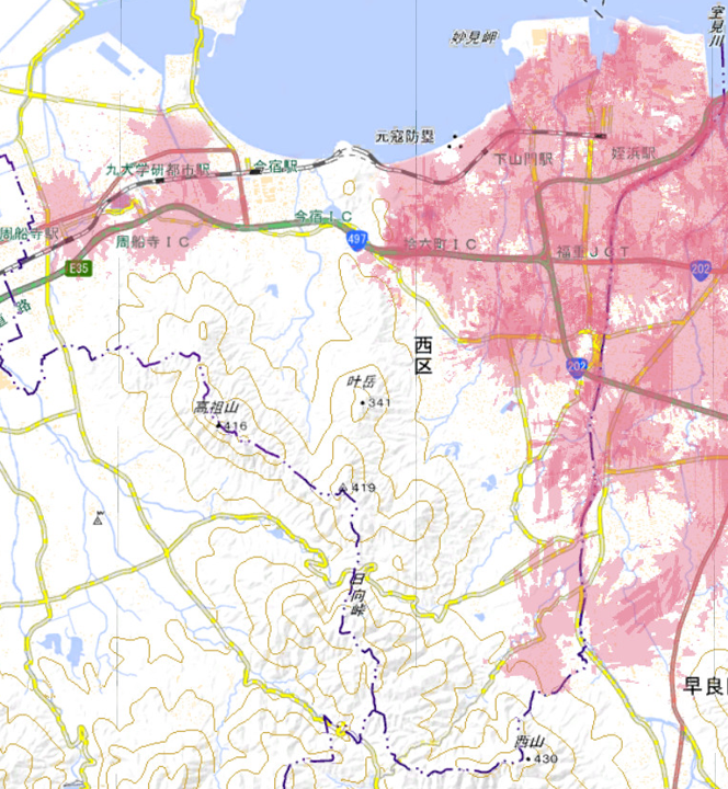 地域BWA 福岡net（福岡県福岡市） - 携帯基地局マップ CellMap